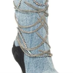 Denim Chain Embellished Boot 11